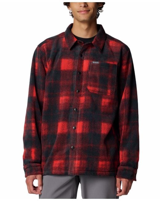 Columbia Red Steens Mountain Ii Plaid Fleece Shirt Jacket for men