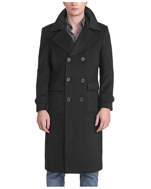 Landing Leathers Black Men Peter Wool Blend Long Walker Coat for men