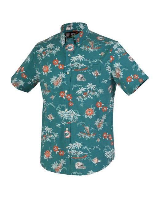 Reyn Spooner Blue Miami Dolphins Throwback Kekai Performance Button-down Shirt for men