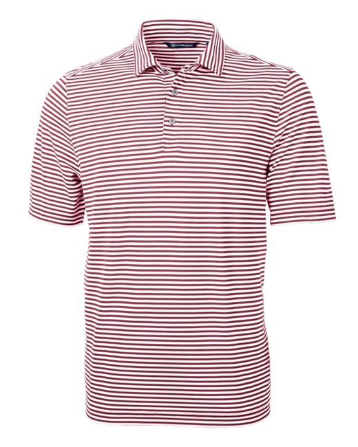 Cutter & Buck Red Virtue Eco Pique Stripe Recycled Polo Shirt for men