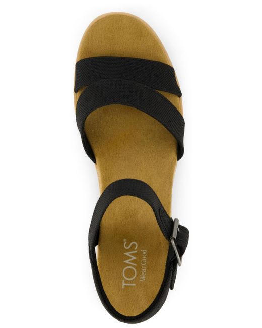 TOMS Black Louisa Open Toe Wedge Sandals