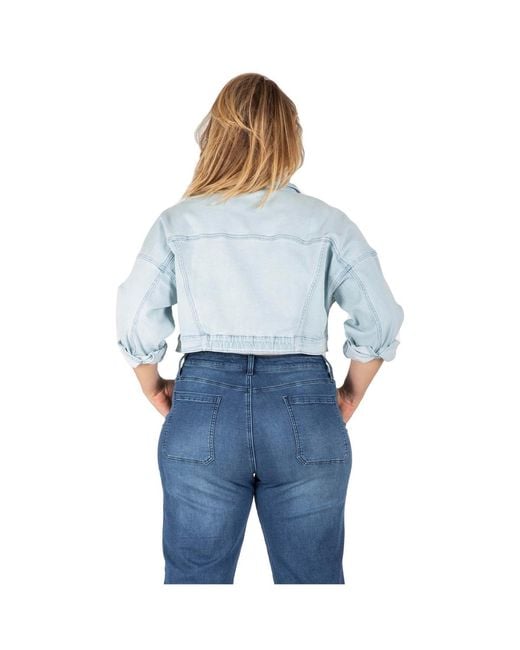 Standards & Practices Blue Plus Size Cropped Denim Trucker Jacket