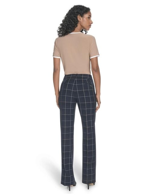 Tommy Hilfiger Blue Chloe Plaid Printed Bootcut Trousers