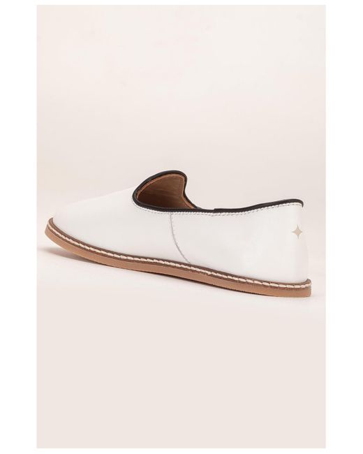 Epilogue Shoes White Dalya Leather Slip On Flats ()