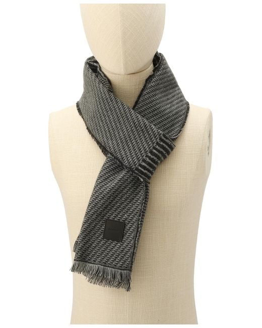 Calvin Klein Black Mixed Pattern Yarn Dye Scarf for men