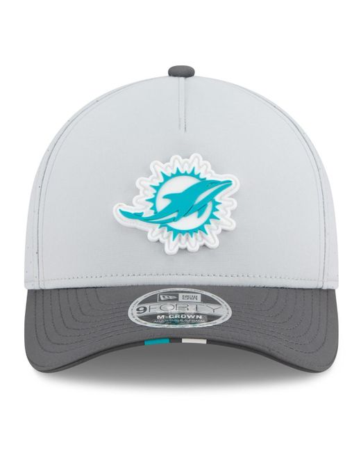 KTZ Blue Gray/graphite Miami Dolphins 2025 Nfl Training Camp A-frame 9forty Adjustable Hat for men