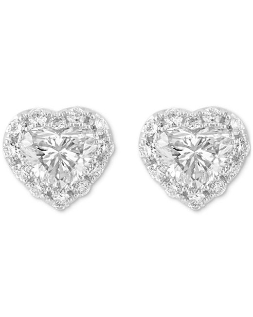 Effy White Effy Lab Grown Diamond Heart & Round Halo Stud Earrings (1-7/8 Ct. T.w.
