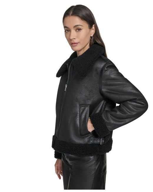 Levi's Black Regular Faux Shearling Aviator Jacket