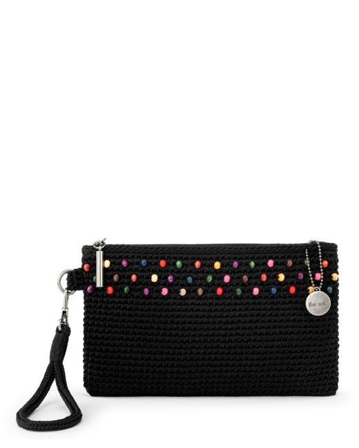 The Sak Black Vita Crochet Small Wristlet Wallet