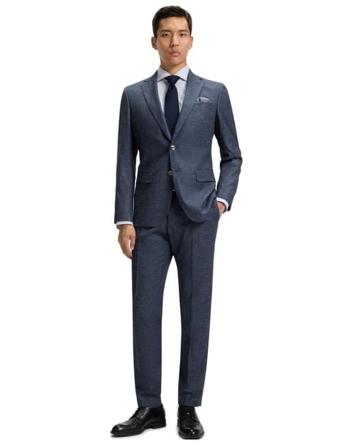 Boss Blue Boss By Patterned Stretch Slim-fit Pants for men