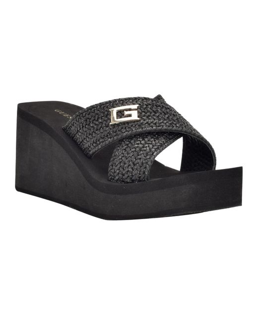 Guess Danvi Woven Mid Wedge Eva Slide With Logo Hardware in Black Lyst
