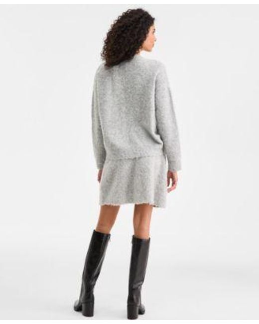 On 34th Women´s Gray Embellished Brushed Crewneck Sweater Mini Skirt Macys Exclusive sweaters