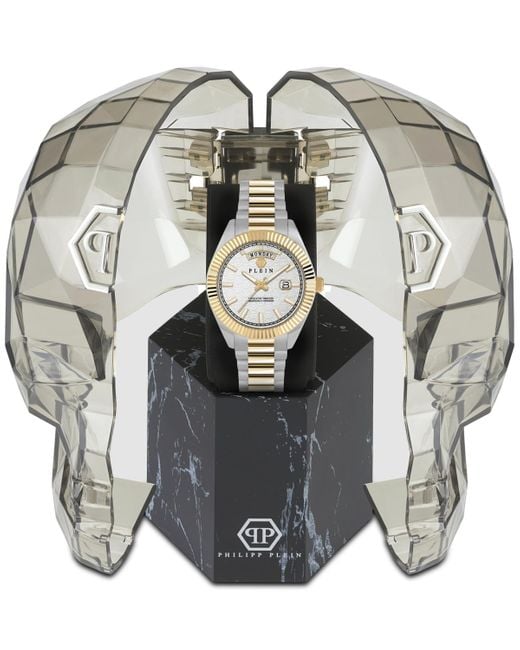 Philipp Plein Metallic Date Superlative Stainless Two-tone Steel Bracelet Watch 42mm for men