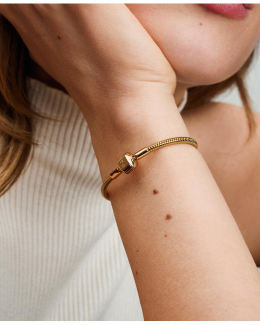 Pandora Metallic 14k -plated Barrel Clasp Snake Chain Bracelet