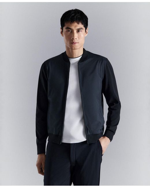 Mango Blue Combined Knit Bomber Jacket for men