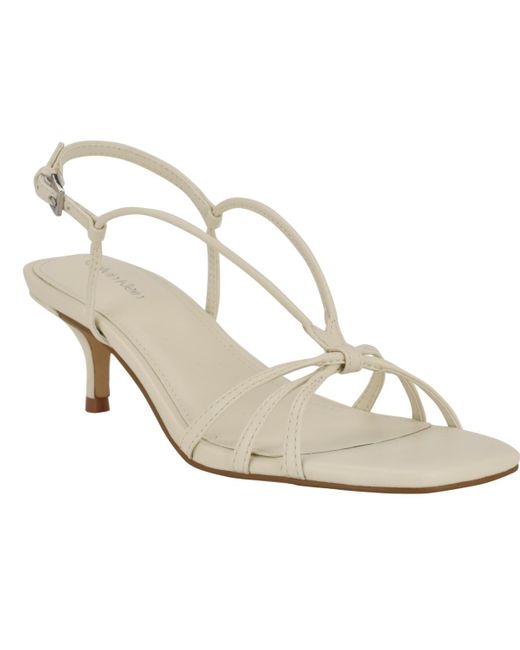 Calvin Klein White Poeta Kitten Heel Strappy Dress Sandals