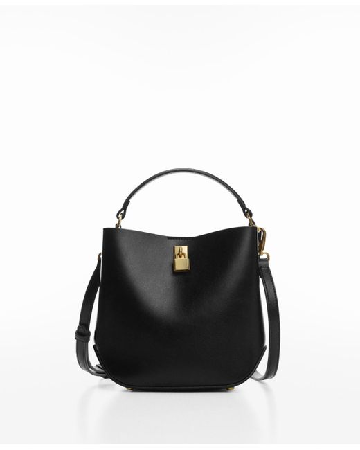 Mango Black Padlock Mini Shopper Bag