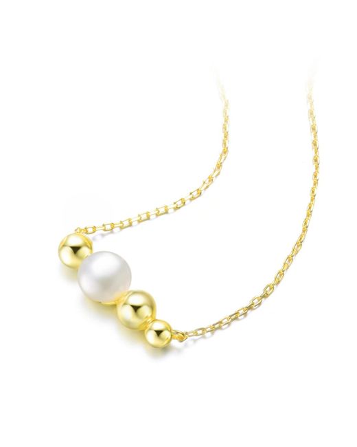 Genevive Jewelry Metallic Sterling Silver 14k Plated And 6mm Fresh Water Pearl Necklace