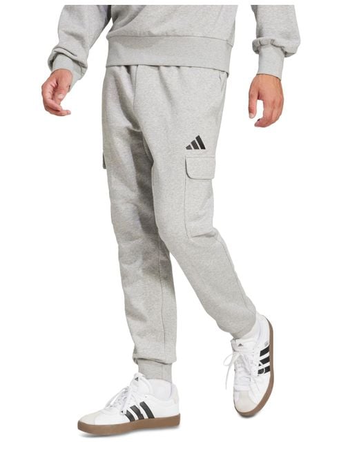 Adidas Gray Essentials Fleece Cargo Pants for men