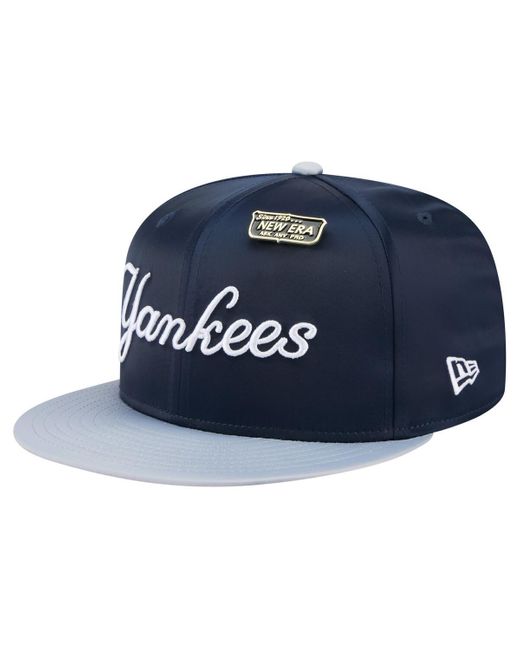 KTZ Blue Navy/gray New York Yankees Satin 59fifty Fitted Hat for men