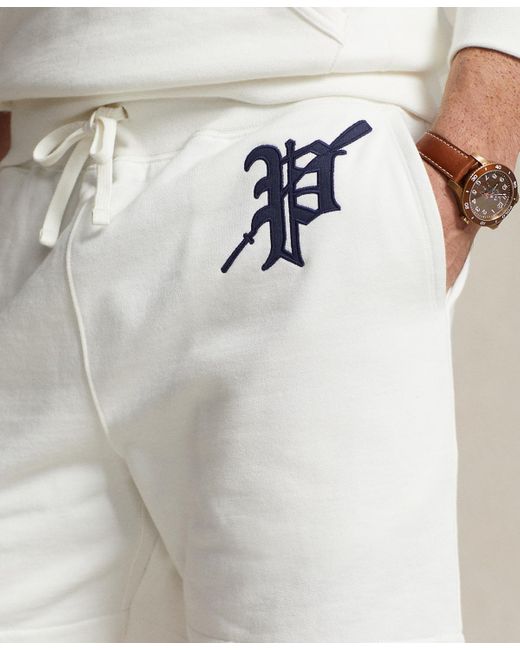 Polo Ralph Lauren White 6-inch Graphic Lightweight Fleece Shorts for men