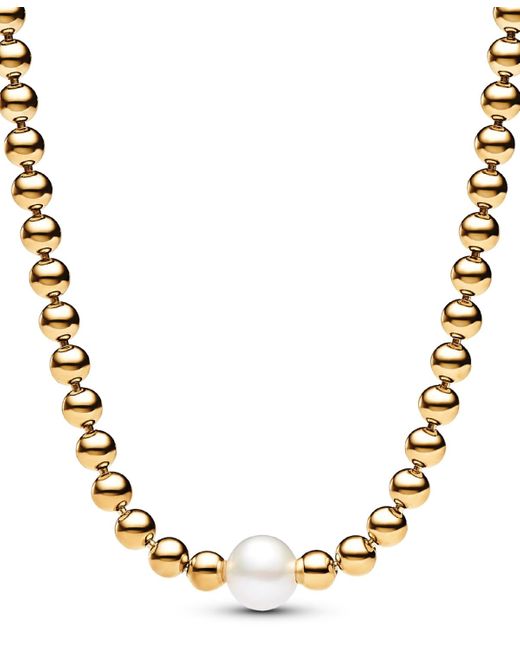 Pandora Metallic 14k -plated Treated Freshwater Cultured Pearl Beads Collier Necklace