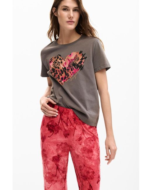 Desigual Red Flocked Pants