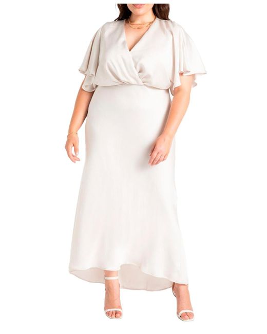Eloquii White Plus Size Kimono Sleeve Maxi Dress