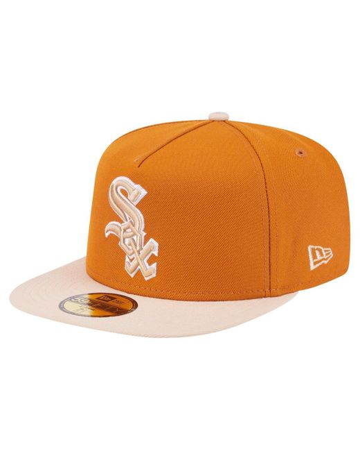 KTZ Orange/light Beige Chicago White Sox Two-tone Color Pack A-frame 59fifty Fitted Hat