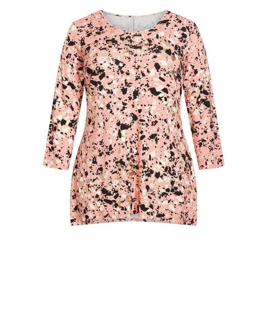 Avenue Pink Plus Size Leisure Button Tunic