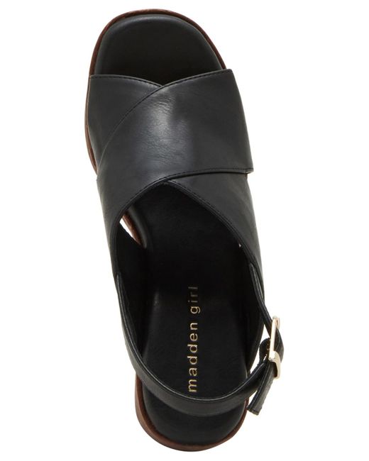 Madden Girl Brown Terrific Crisscross Platform Slingback Sandals