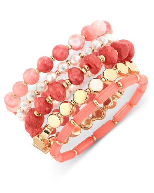 Style & Co. Pink 5-pc. Set Stone & Bead Stretch Bracelets
