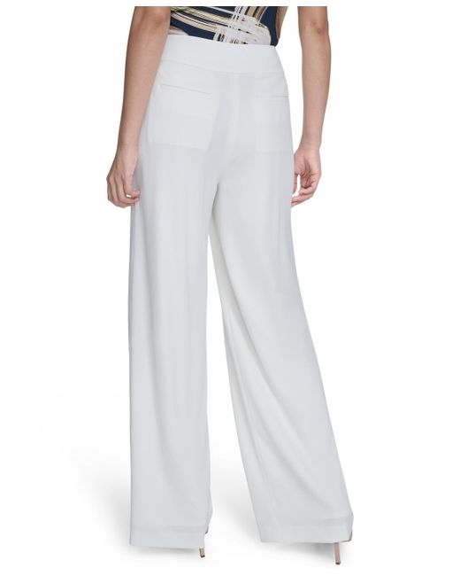 Calvin Klein White High-rise Wide-leg Pants