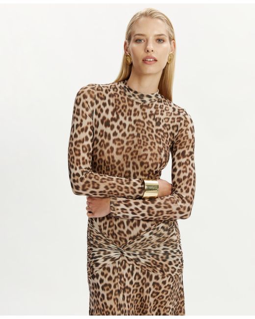 Bardot Natural Long Sleeves Printed Shift Dress