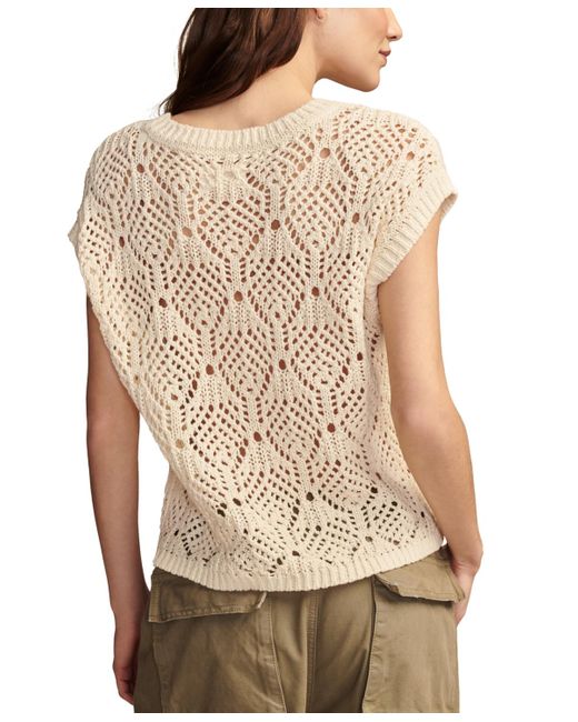 Lucky Brand Natural Cotton Crochet Sweater Vest