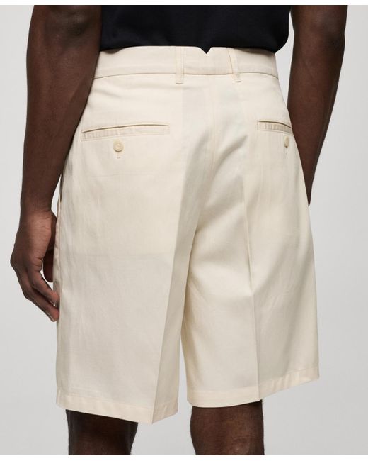 Mango Natural Linen-blend Darts Detail Bermuda Shorts for men