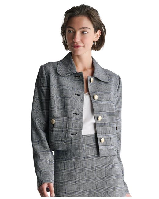 BCBGMAXAZRIA Gray Four-button Round-collar Jacket