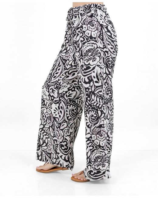 Fever White Allover Printed Drawstring Pants