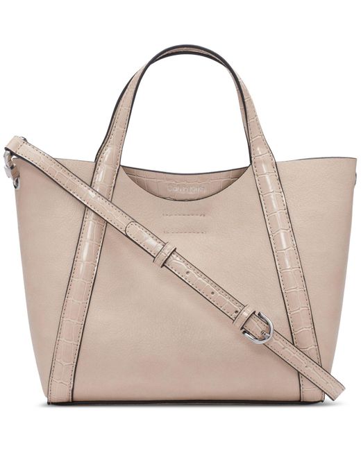 Calvin Klein Masonite Convertible Crossbody in Natural Lyst
