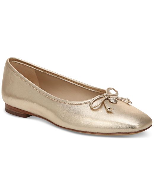 Sam Edelman White Meadow Square-toe Bow Ballet Flats