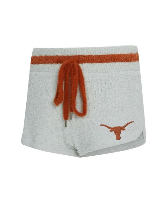 Concepts Sport White 2-piece Gray/orange Texas Longhorns Whitley Long Sleeve Hoodie Top And Shorts Set