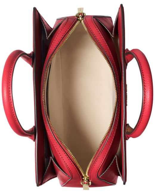 Michael Kors Red Michael Laila Medium Leather Crossbody Satchel