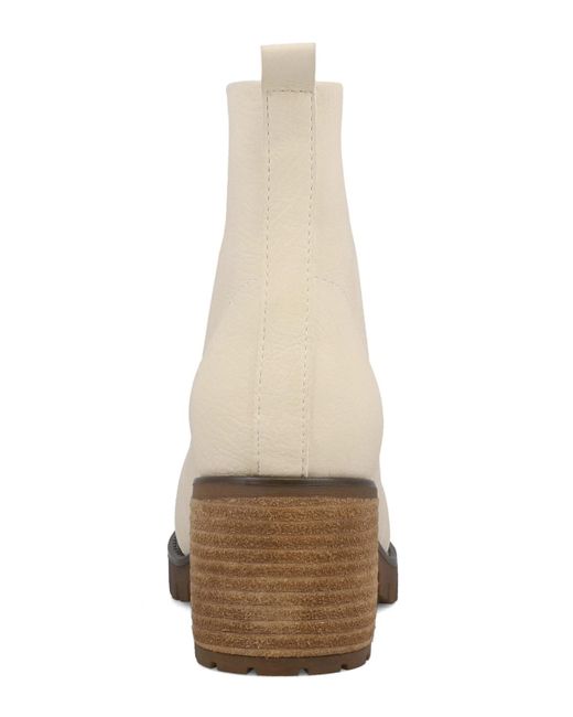 MIA Natural Fabiola Front Zip Stacked Heel Ankle Booties