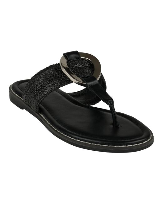 Gc Shoes Black Jovie Woven Thong Flat Sandals