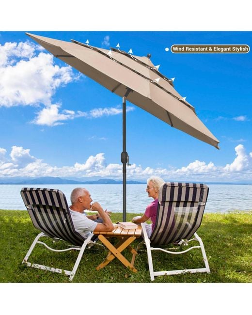 Yescom Metallic 10 Ft 3 Tier Patio Umbrella