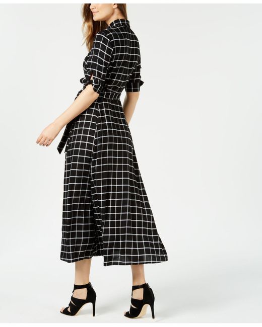Calvin Klein Plaid Maxi Shirtdress in Black Lyst
