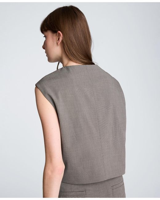 Kenneth Cole Gray Collared Button Front Cropped Vest