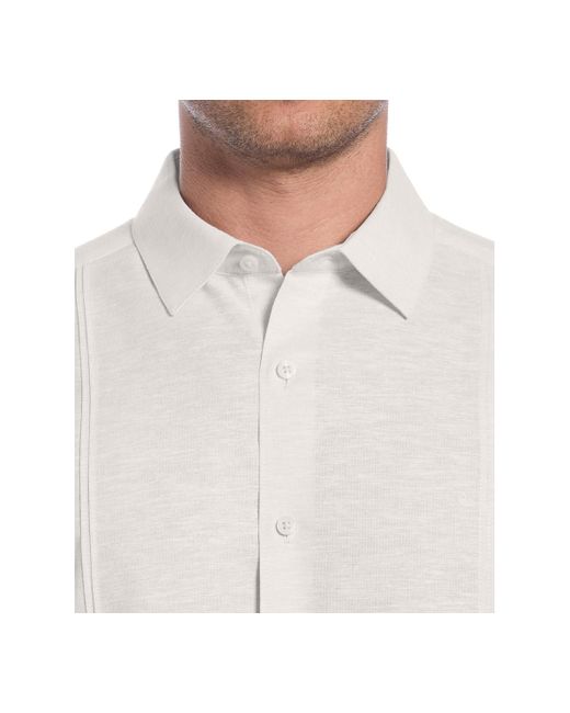 Cubavera White Classic-fit Linen Blend Short Sleeve Button-front Shirt for men