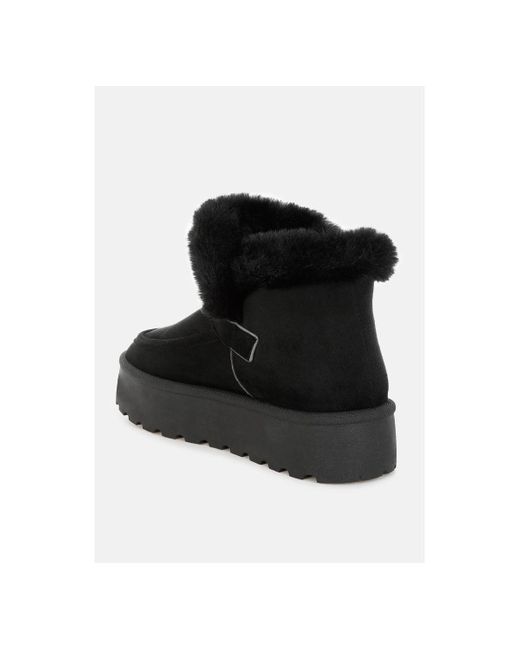 LONDON RAG Black Linka Pin Buckle Detail Snow Boots