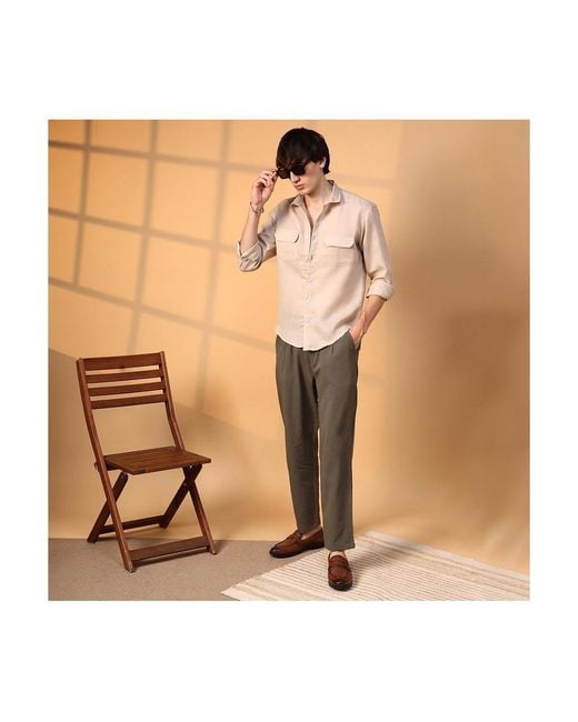 Campus Sutra Pink Solid Utility Shirt for men